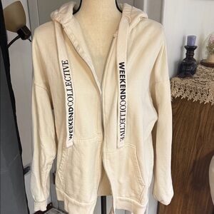 ASOS Weekend Collective Beige Zip-Up Hoodie